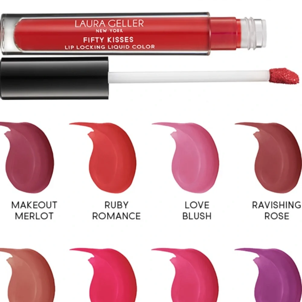 LAURA GELLER Fifty Kisses Lip Locking Liquid Color Red Full Sz Ruby Romance $22